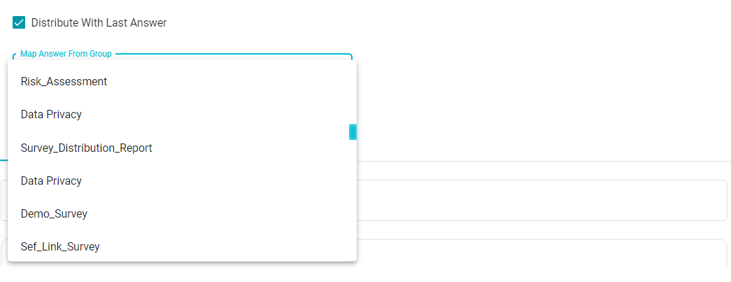 Image showing the Survey groups dropdown to which we want to map answer from